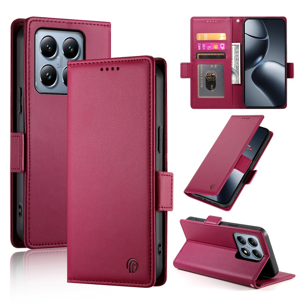 Xiaomi 14T Pro Magnetic Leather Wallet Case with Card Slots, Stand Function & Full Protection