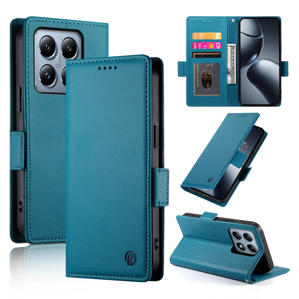 Xiaomi 14T Pro Magnetic Leather Wallet Case with Card Slots, Stand Function & Full Protection