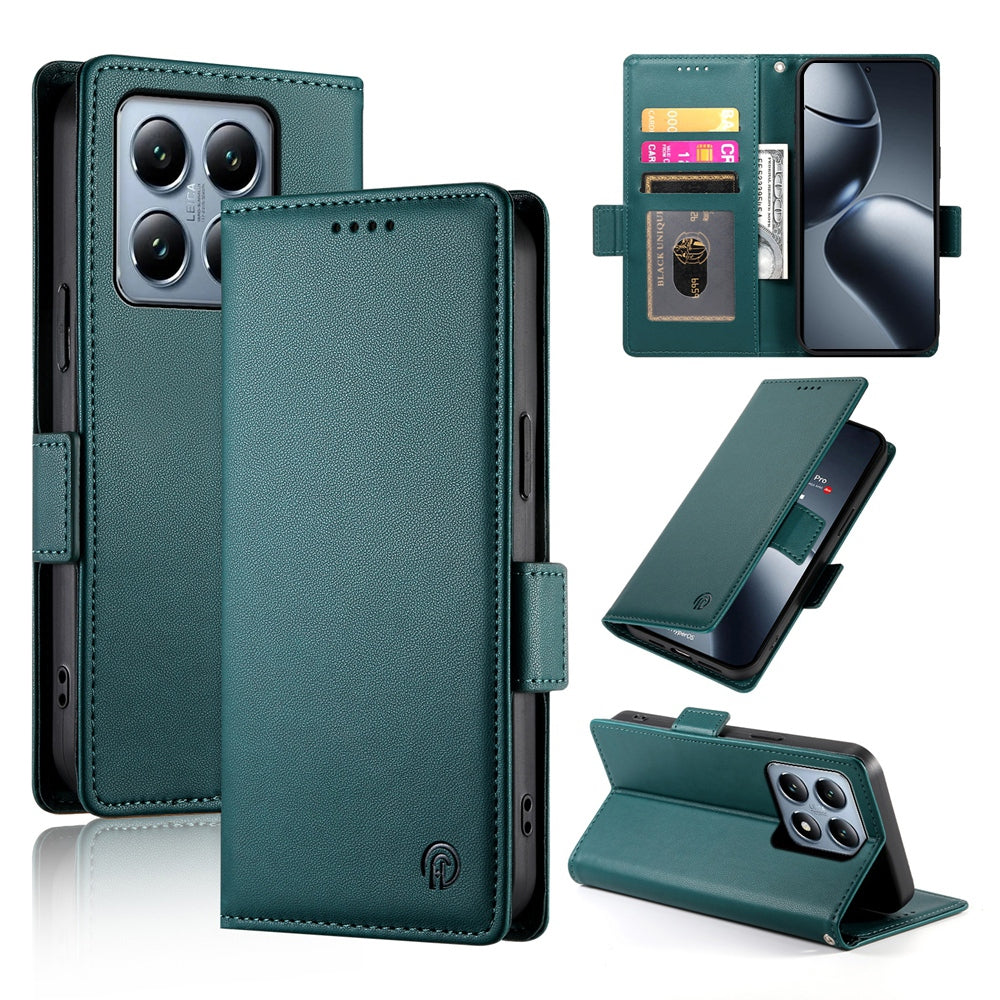 Xiaomi 14T Pro Magnetic Leather Wallet Case with Card Slots, Stand Function & Full Protection