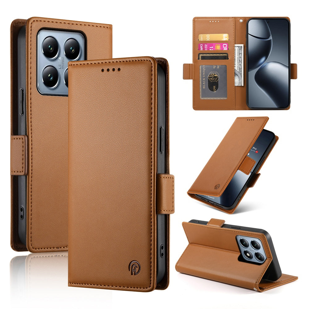Xiaomi 14T Pro Magnetic Leather Wallet Case with Card Slots, Stand Function & Full Protection