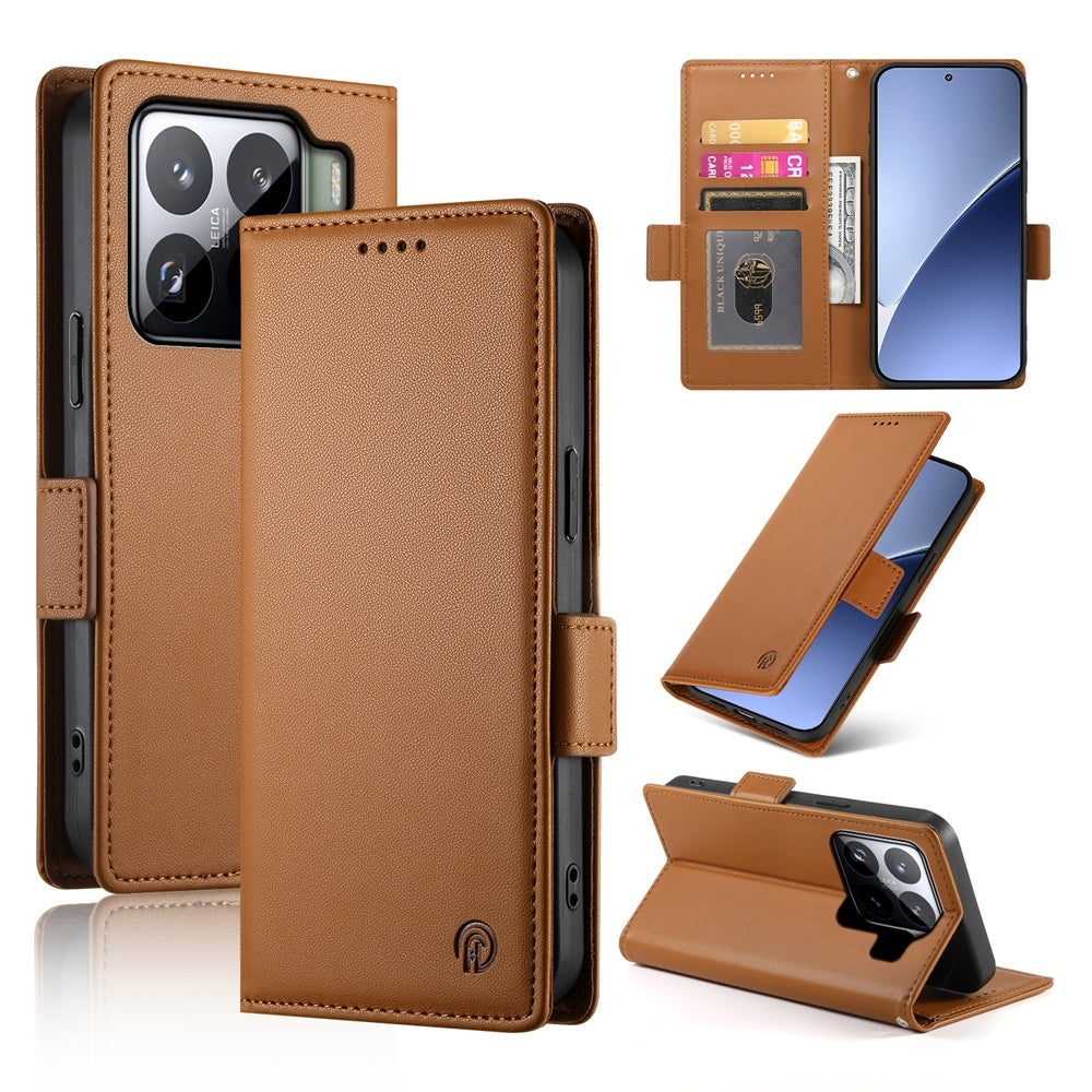 Xiaomi 15 Magnetic Leather Wallet Case with Card Slots, Stand Function & Full Protection