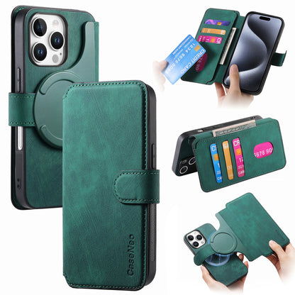 iPhone 16 Pro Max Retro Leather Phone Case with Enhanced MagSafe Wireless Charging, RFID Anti-theft Protection, Kickstand & Magnetic Lock Wallet Cover