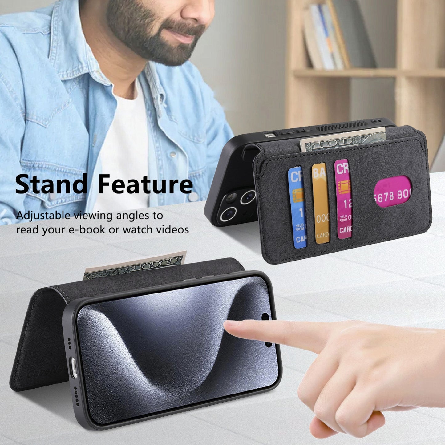 iPhone 16 Pro Retro Leather Phone Case with Enhanced MagSafe Wireless Charging, RFID Anti-theft Protection, Kickstand & Magnetic Lock Wallet Cover