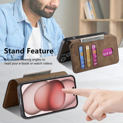 iPhone 16 Plus Retro Leather Phone Case with Enhanced MagSafe Wireless Charging, RFID Anti-theft Protection, Kickstand & Magnetic Lock Wallet Cover