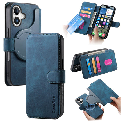 iPhone 16 Plus Retro Leather Phone Case with Enhanced MagSafe Wireless Charging, RFID Anti-theft Protection, Kickstand & Magnetic Lock Wallet Cover