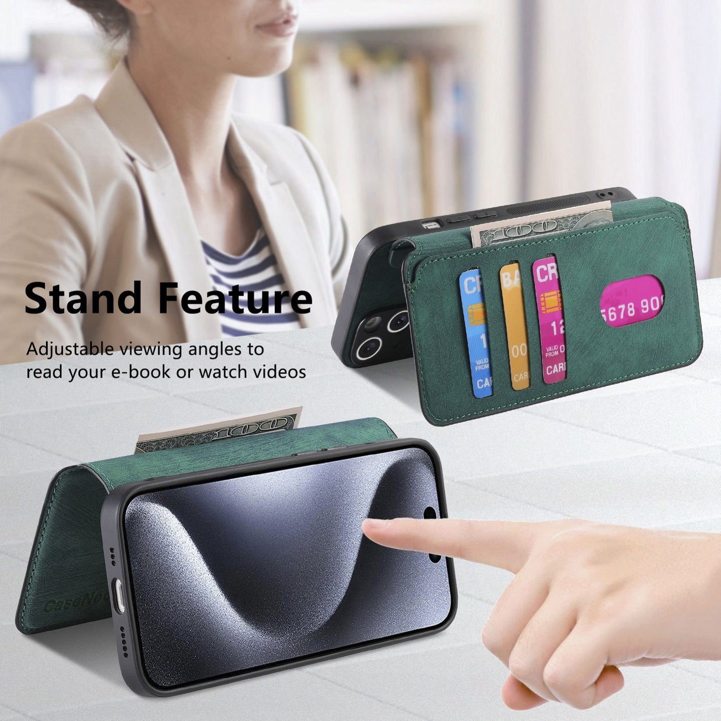 iPhone 15 Pro Retro Leather Phone Case with Enhanced MagSafe Wireless Charging, RFID Anti-theft Protection, Kickstand & Magnetic Lock Wallet Cover