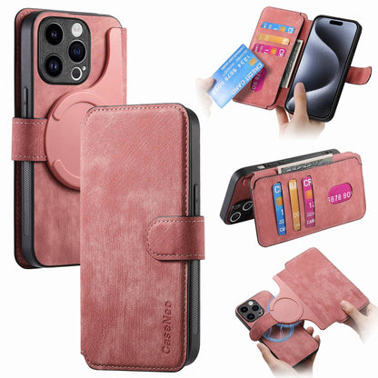 iPhone 15 Pro Retro Leather Phone Case with Enhanced MagSafe Wireless Charging, RFID Anti-theft Protection, Kickstand & Magnetic Lock Wallet Cover