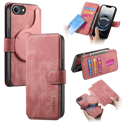 iPhone 16e Retro Leather Phone Case with Enhanced MagSafe Wireless Charging, RFID Anti-theft Protection, Kickstand & Magnetic Lock Wallet Cover