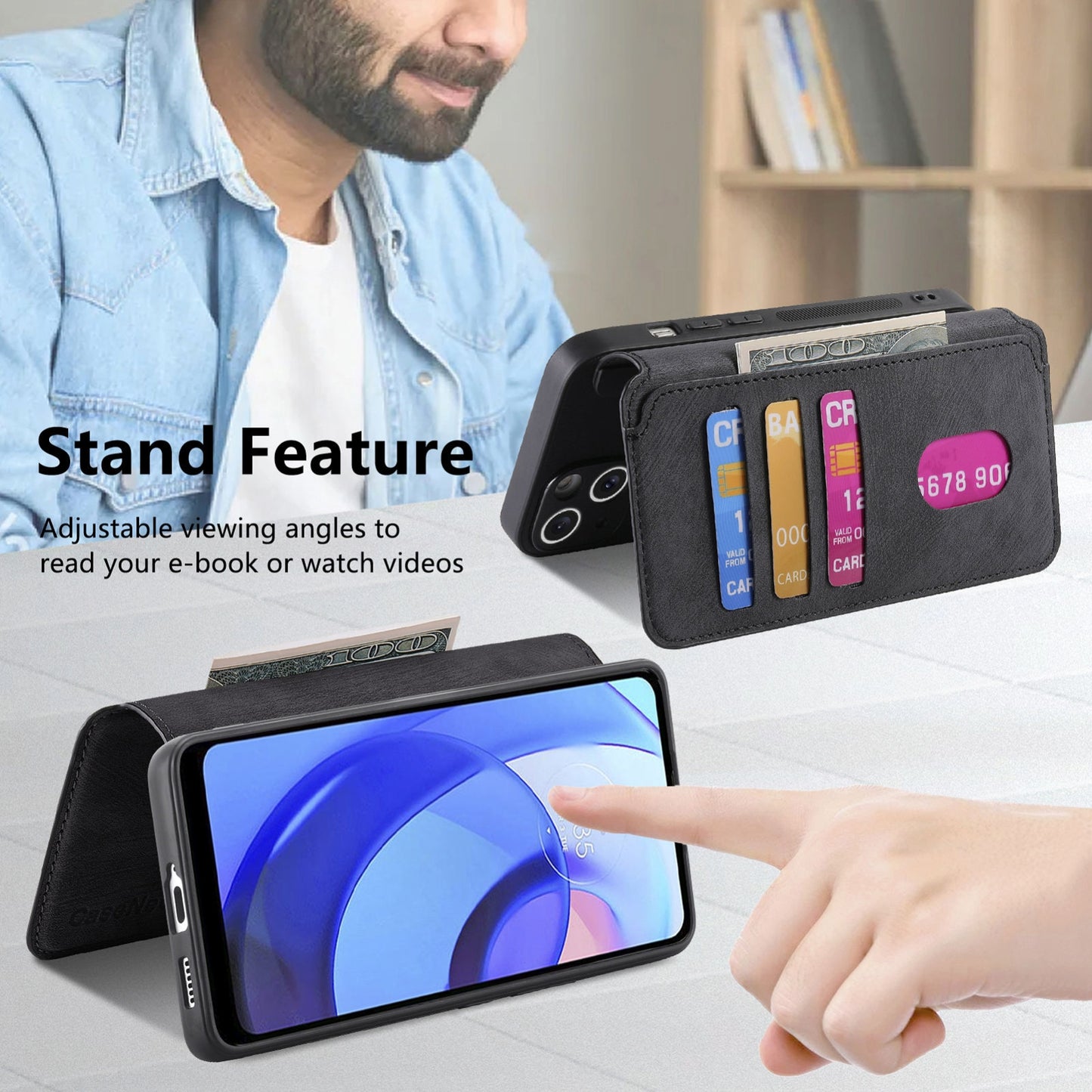 Motorola Moto E30/E20 Retro Leather Phone Case with Enhanced MagSafe Wireless Charging, RFID Anti-theft Protection, Kickstand & Magnetic Lock Wallet Cover