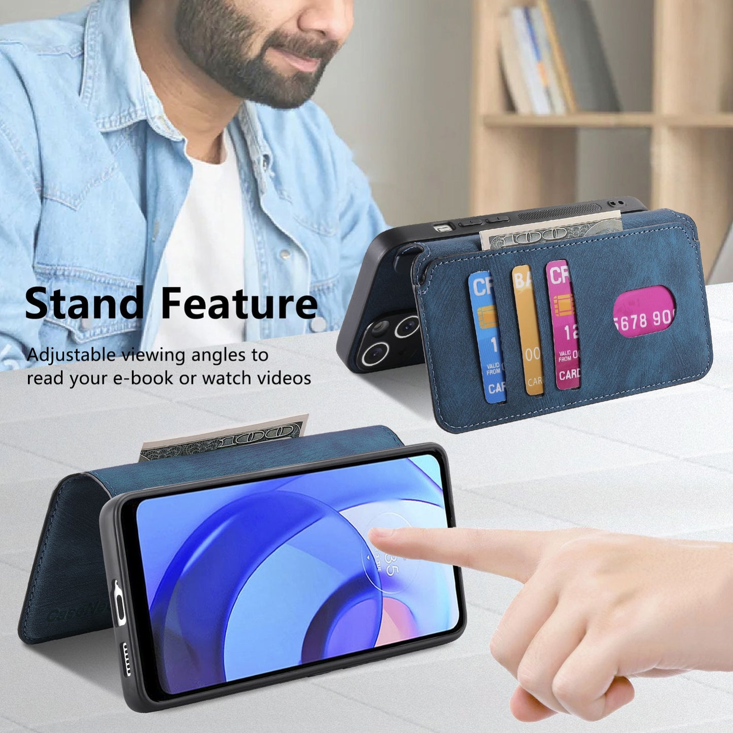 Motorola Moto E30/E20 Retro Leather Phone Case with Enhanced MagSafe Wireless Charging, RFID Anti-theft Protection, Kickstand & Magnetic Lock Wallet Cover