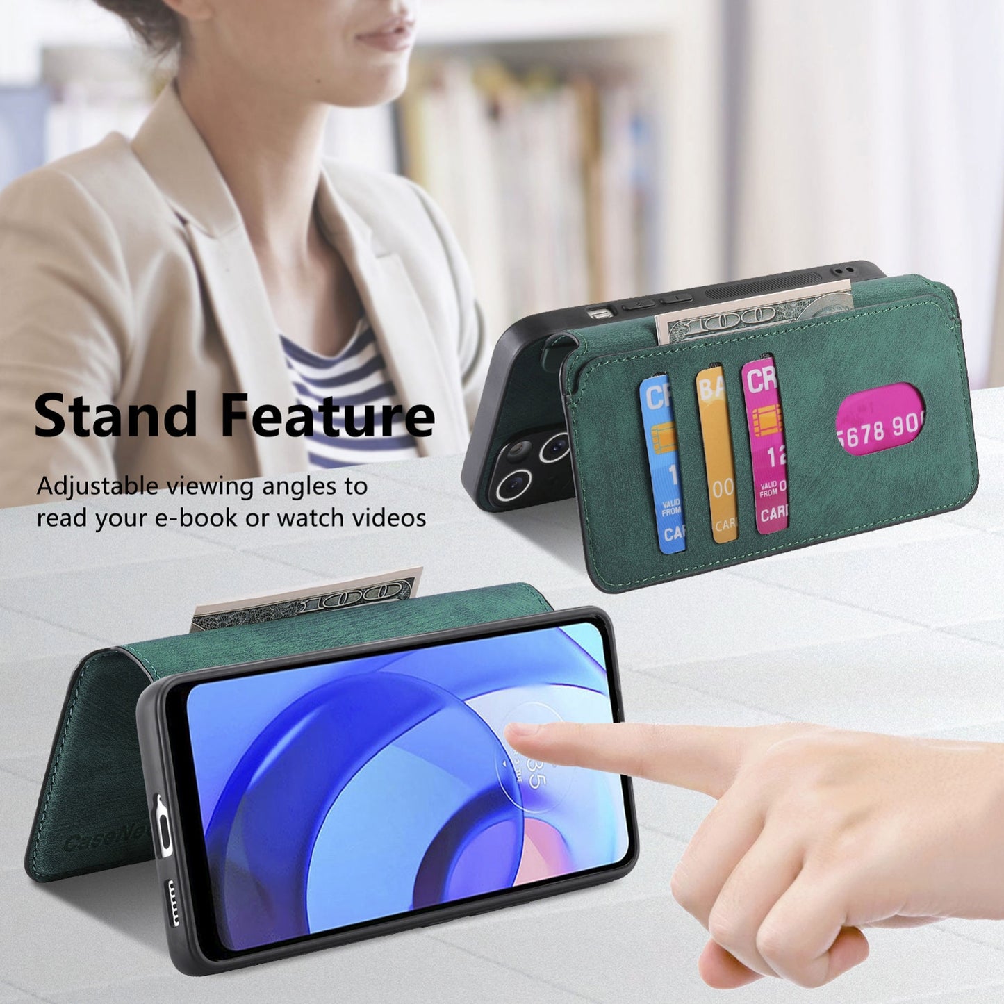 Motorola Moto E30/E20 Retro Leather Phone Case with Enhanced MagSafe Wireless Charging, RFID Anti-theft Protection, Kickstand & Magnetic Lock Wallet Cover