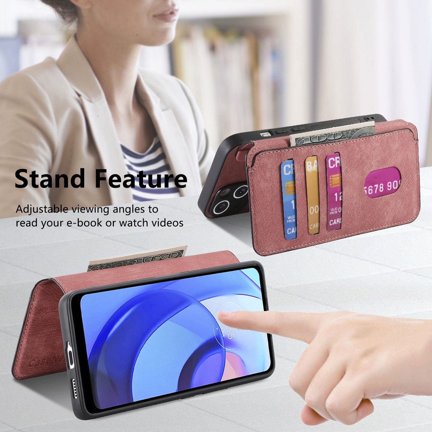 Motorola Moto E30/E20 Retro Leather Phone Case with Enhanced MagSafe Wireless Charging, RFID Anti-theft Protection, Kickstand & Magnetic Lock Wallet Cover