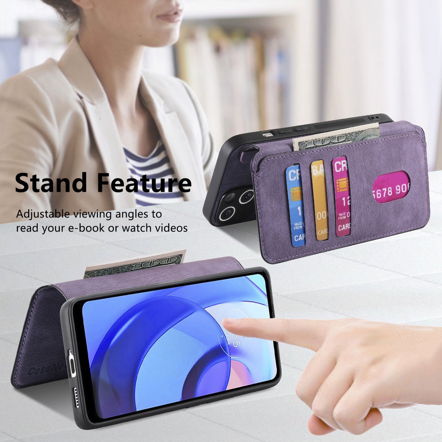 Motorola Moto E30/E20 Retro Leather Phone Case with Enhanced MagSafe Wireless Charging, RFID Anti-theft Protection, Kickstand & Magnetic Lock Wallet Cover