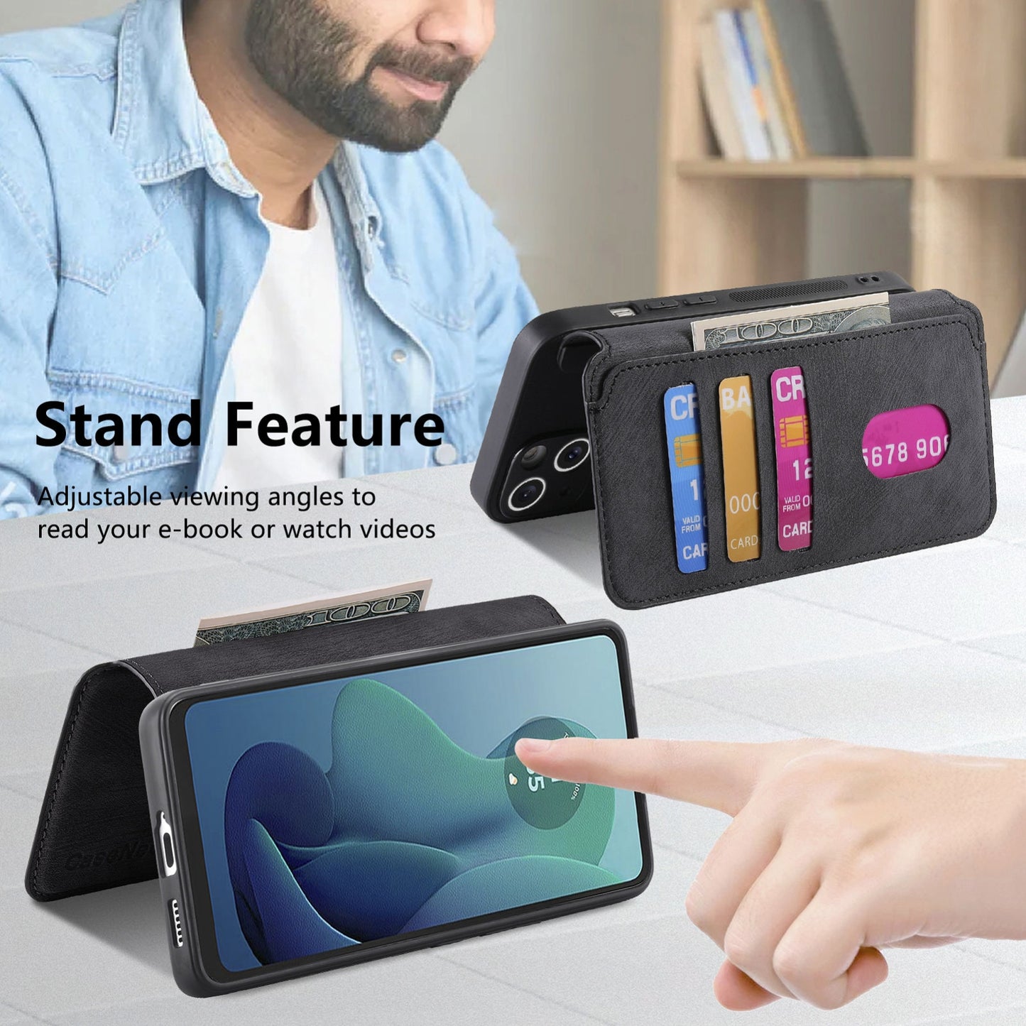 Motorola Moto G 5G 2024 Retro Leather Phone Case with Enhanced MagSafe Wireless Charging, RFID Anti-theft Protection, Kickstand & Magnetic Lock Wallet Cover