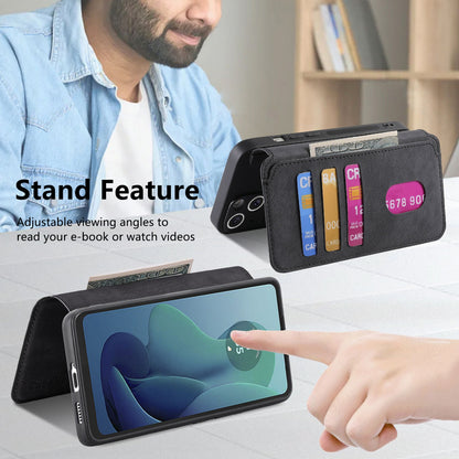 Motorola Moto G 5G 2024 Retro Leather Phone Case with Enhanced MagSafe Wireless Charging, RFID Anti-theft Protection, Kickstand & Magnetic Lock Wallet Cover