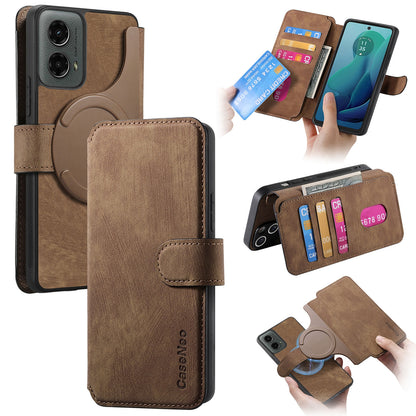 Motorola Moto G 5G 2024 Retro Leather Phone Case with Enhanced MagSafe Wireless Charging, RFID Anti-theft Protection, Kickstand & Magnetic Lock Wallet Cover