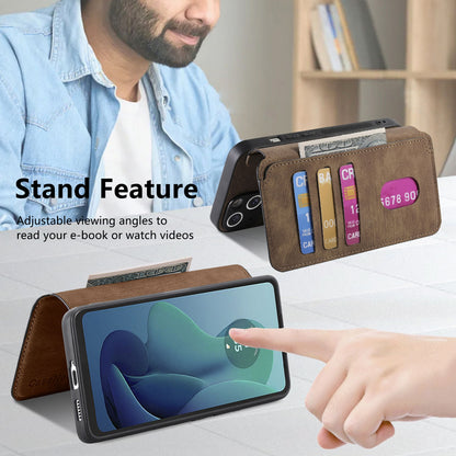 Motorola Moto G 5G 2024 Retro Leather Phone Case with Enhanced MagSafe Wireless Charging, RFID Anti-theft Protection, Kickstand & Magnetic Lock Wallet Cover