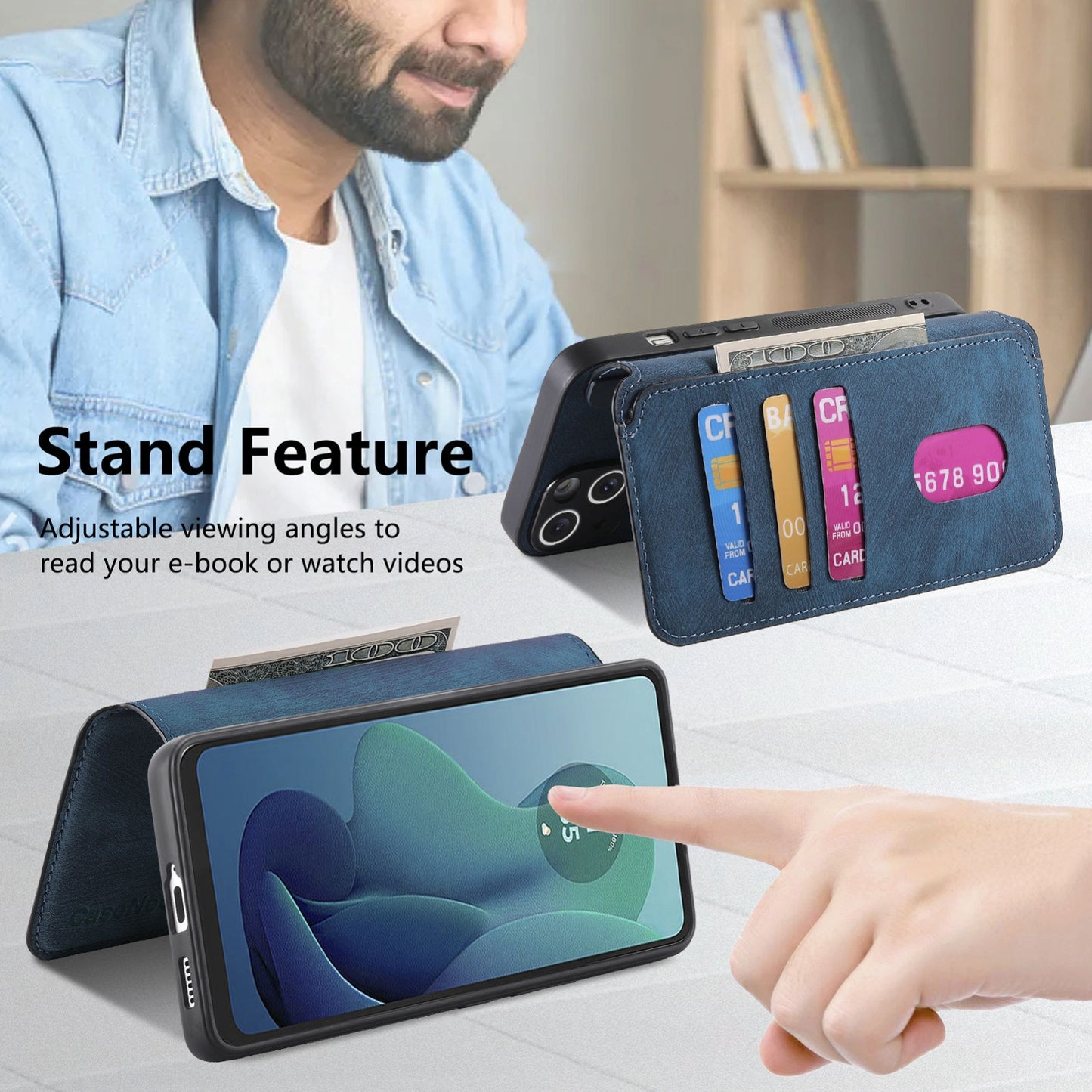 Motorola Moto G 5G 2024 Retro Leather Phone Case with Enhanced MagSafe Wireless Charging, RFID Anti-theft Protection, Kickstand & Magnetic Lock Wallet Cover