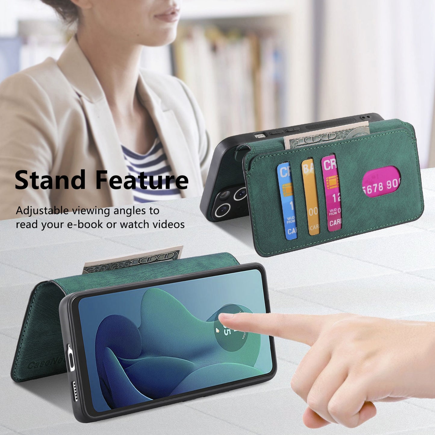 Motorola Moto G 5G 2024 Retro Leather Phone Case with Enhanced MagSafe Wireless Charging, RFID Anti-theft Protection, Kickstand & Magnetic Lock Wallet Cover