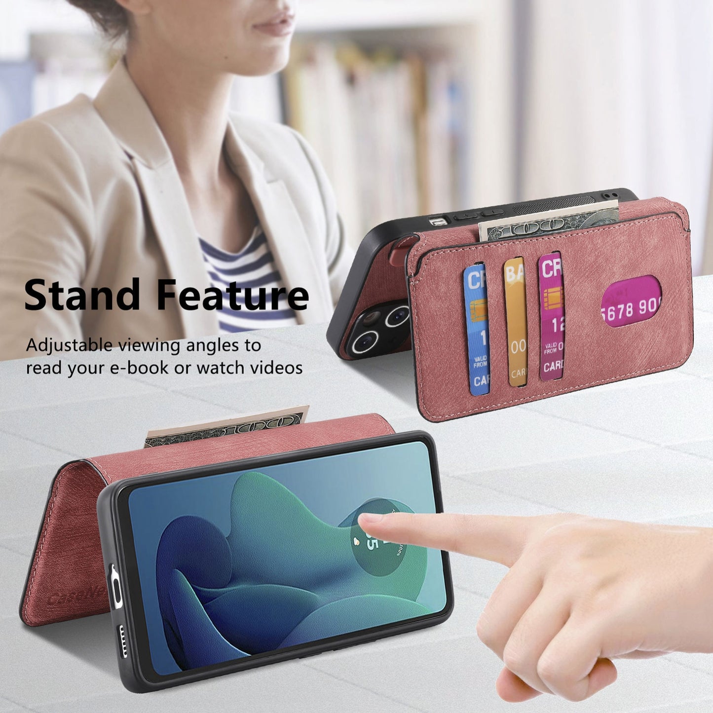 Motorola Moto G 5G 2024 Retro Leather Phone Case with Enhanced MagSafe Wireless Charging, RFID Anti-theft Protection, Kickstand & Magnetic Lock Wallet Cover