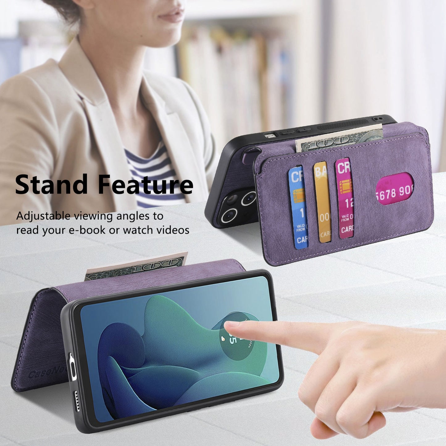 Motorola Moto G 5G 2024 Retro Leather Phone Case with Enhanced MagSafe Wireless Charging, RFID Anti-theft Protection, Kickstand & Magnetic Lock Wallet Cover