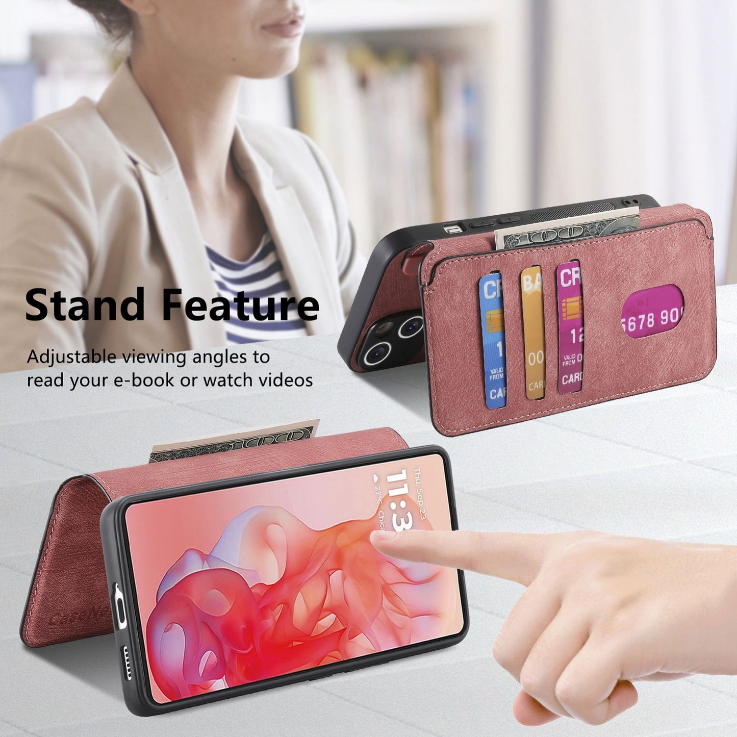 Motorola Moto G Stylus 5G 2024 Retro Leather Phone Case with Enhanced MagSafe Wireless Charging, RFID Anti-theft Protection, Kickstand & Magnetic Lock Wallet Cover