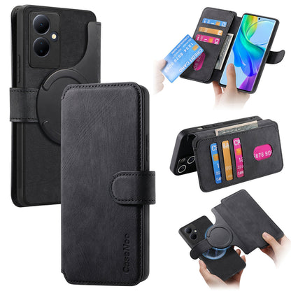 vivo V29 Lite Retro Leather Phone Case with Enhanced MagSafe Wireless Charging, RFID Anti-theft Protection, Kickstand & Magnetic Lock Wallet Cover