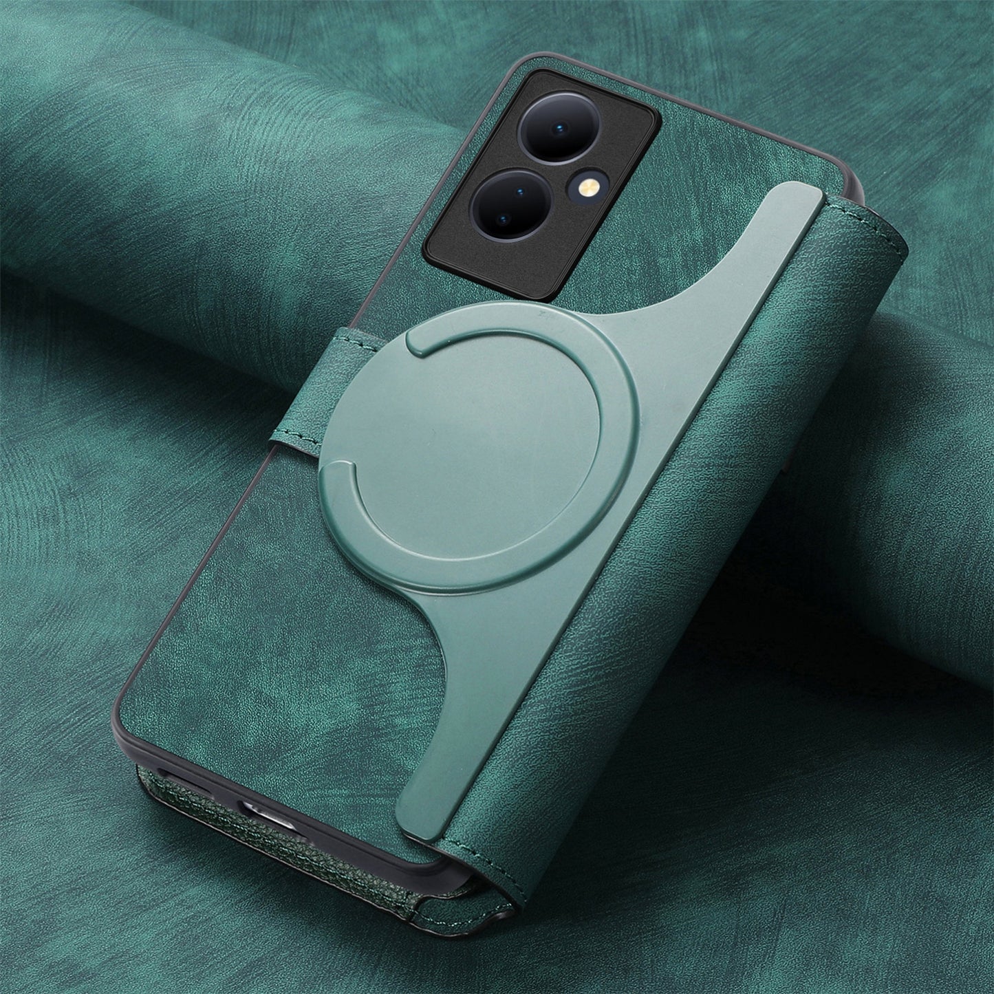 vivo V29 Lite Retro Leather Phone Case with Enhanced MagSafe Wireless Charging, RFID Anti-theft Protection, Kickstand & Magnetic Lock Wallet Cover