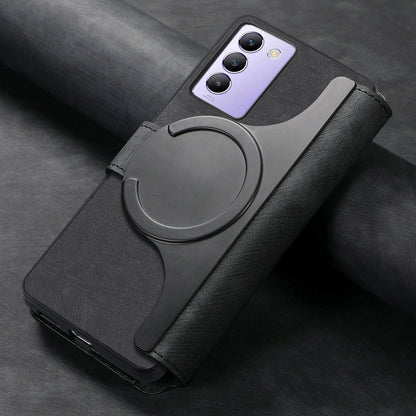 vivo V40 SE Retro Leather Phone Case with Enhanced MagSafe Wireless Charging, RFID Anti-theft Protection, Kickstand & Magnetic Lock Wallet Cover