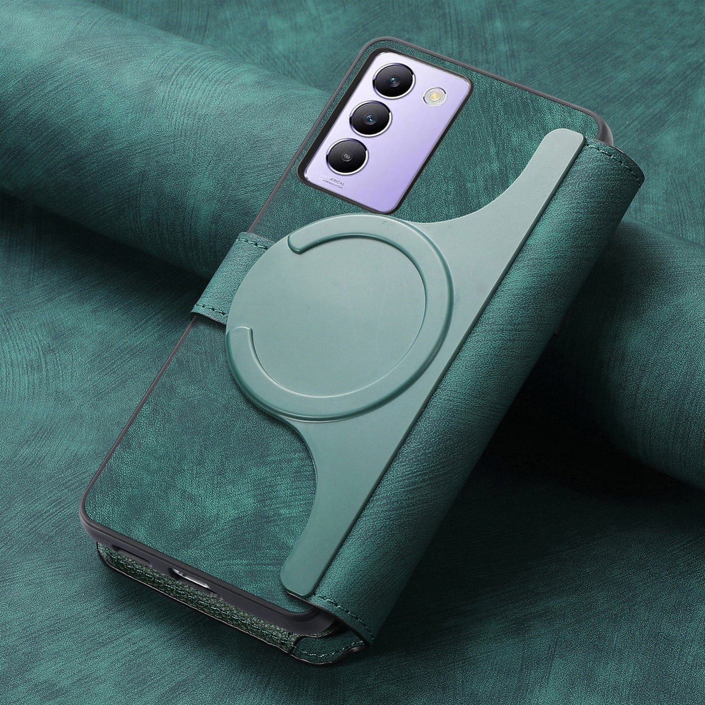 vivo V40 SE Retro Leather Phone Case with Enhanced MagSafe Wireless Charging, RFID Anti-theft Protection, Kickstand & Magnetic Lock Wallet Cover