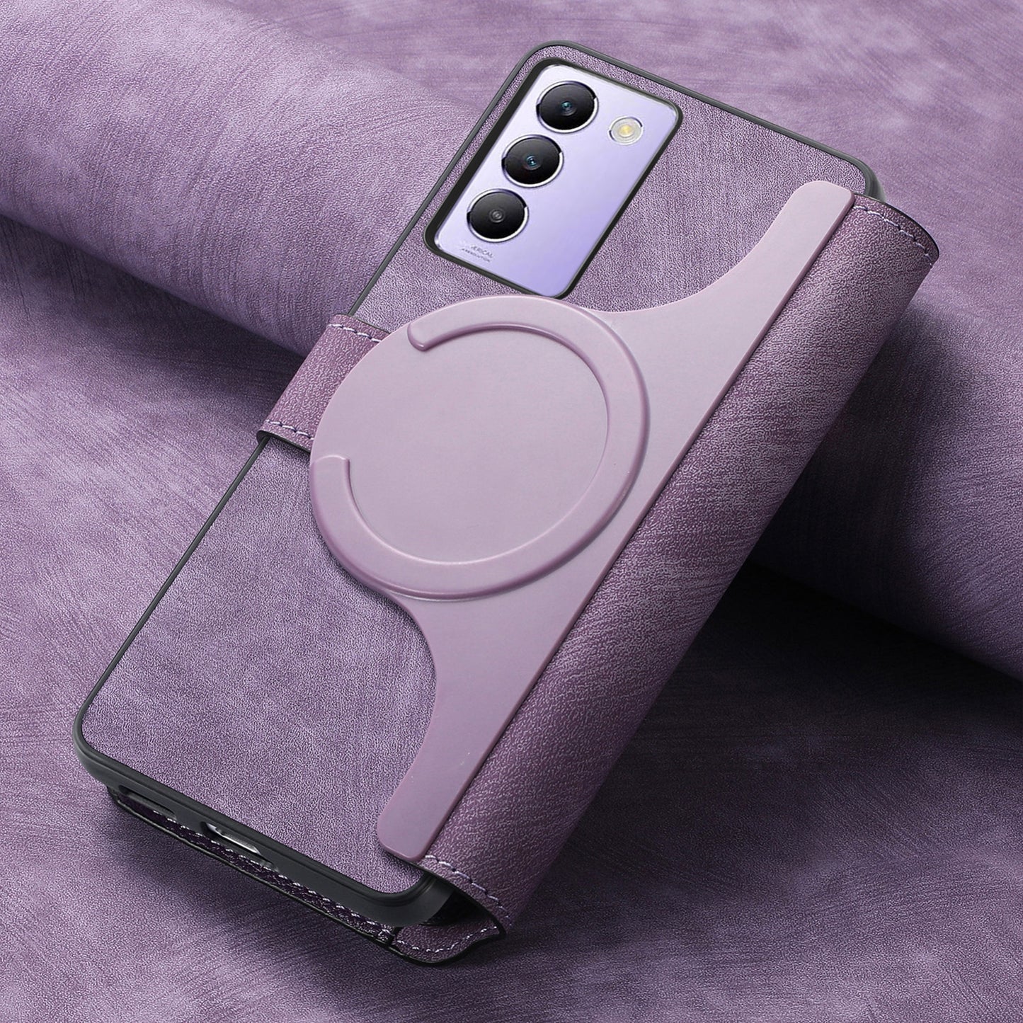 vivo V40 SE Retro Leather Phone Case with Enhanced MagSafe Wireless Charging, RFID Anti-theft Protection, Kickstand & Magnetic Lock Wallet Cover