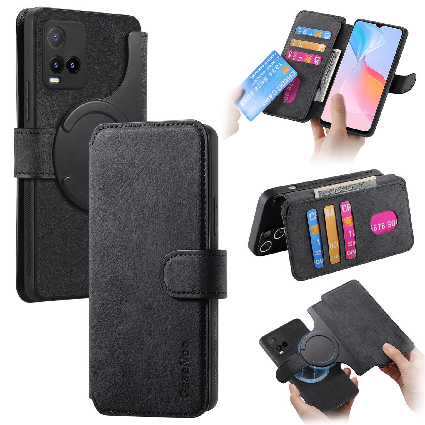For vivo Y3T Retro Leather Phone Case with Enhanced MagSafe Wireless Charging, RFID Anti-theft Protection, Kickstand & Magnetic Lock Wallet Cover