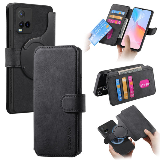 For vivo Y3T Retro Leather Phone Case with Enhanced MagSafe Wireless Charging, RFID Anti-theft Protection, Kickstand & Magnetic Lock Wallet Cover