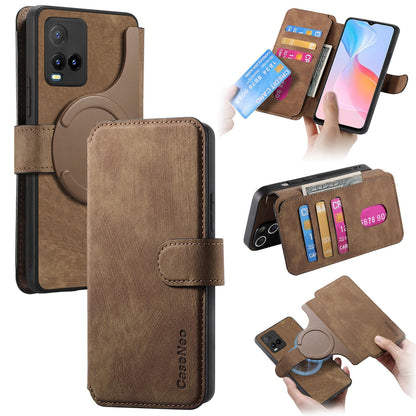 For vivo Y3T Retro Leather Phone Case with Enhanced MagSafe Wireless Charging, RFID Anti-theft Protection, Kickstand & Magnetic Lock Wallet Cover