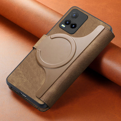 For vivo Y3T Retro Leather Phone Case with Enhanced MagSafe Wireless Charging, RFID Anti-theft Protection, Kickstand & Magnetic Lock Wallet Cover