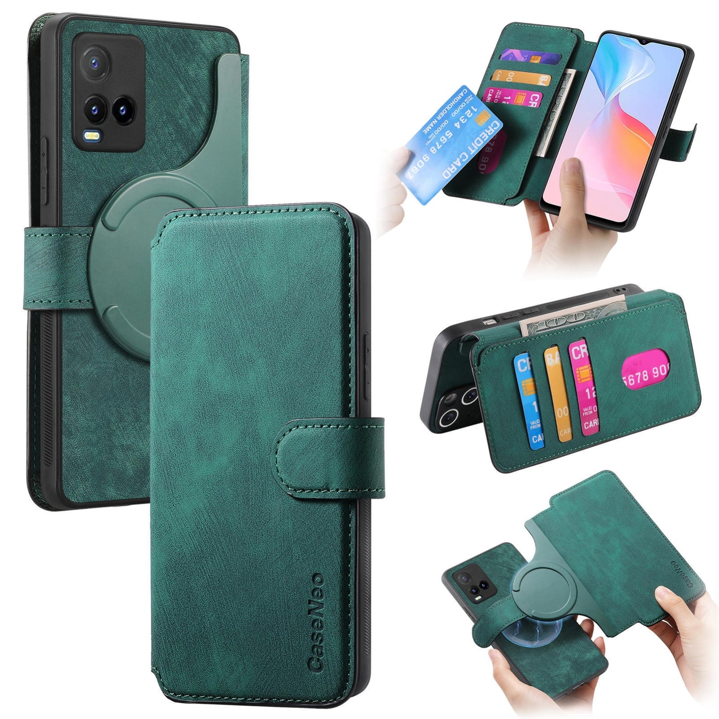 For vivo Y3T Retro Leather Phone Case with Enhanced MagSafe Wireless Charging, RFID Anti-theft Protection, Kickstand & Magnetic Lock Wallet Cover