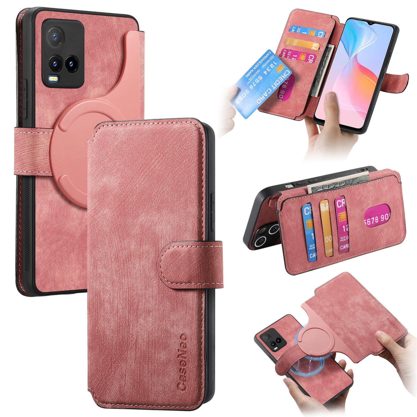 For vivo Y3T Retro Leather Phone Case with Enhanced MagSafe Wireless Charging, RFID Anti-theft Protection, Kickstand & Magnetic Lock Wallet Cover