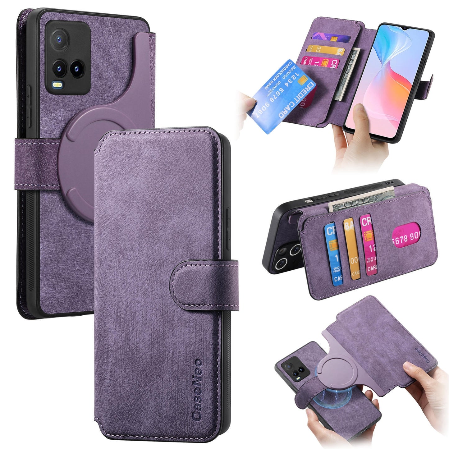 For vivo Y3T Retro Leather Phone Case with Enhanced MagSafe Wireless Charging, RFID Anti-theft Protection, Kickstand & Magnetic Lock Wallet Cover
