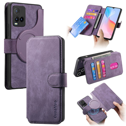 For vivo Y3T Retro Leather Phone Case with Enhanced MagSafe Wireless Charging, RFID Anti-theft Protection, Kickstand & Magnetic Lock Wallet Cover