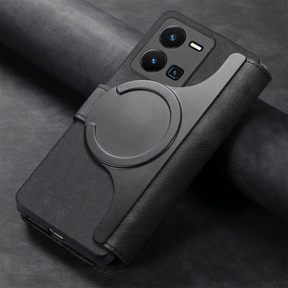 For vivo Y35 5G Retro Leather Phone Case with Enhanced MagSafe Wireless Charging, RFID Anti-theft Protection, Kickstand & Magnetic Lock Wallet Cover