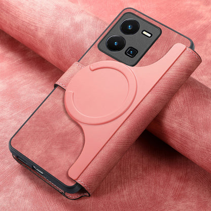 For vivo Y35 5G Retro Leather Phone Case with Enhanced MagSafe Wireless Charging, RFID Anti-theft Protection, Kickstand & Magnetic Lock Wallet Cover