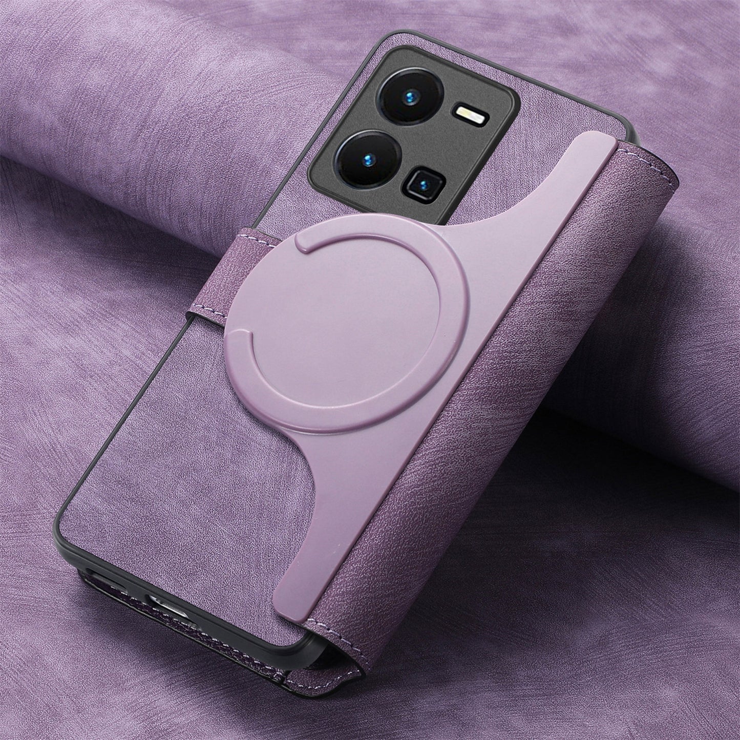 For vivo Y35 5G Retro Leather Phone Case with Enhanced MagSafe Wireless Charging, RFID Anti-theft Protection, Kickstand & Magnetic Lock Wallet Cover