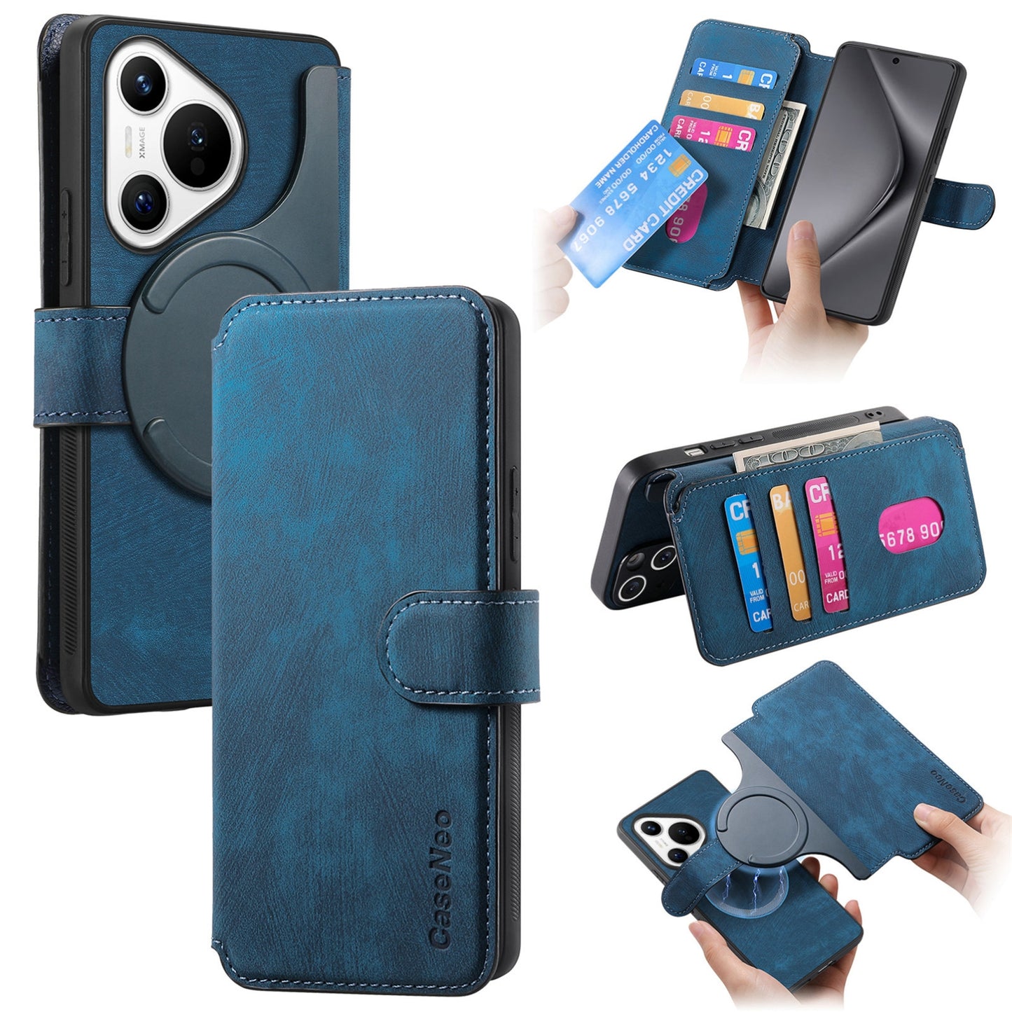 Huawei Pura 70 Retro Leather Phone Case with Enhanced MagSafe Wireless Charging, RFID Anti-theft Protection, Kickstand & Magnetic Lock Wallet Cover