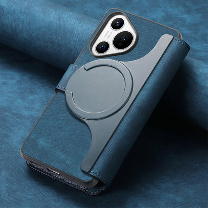 Huawei Pura 70 Retro Leather Phone Case with Enhanced MagSafe Wireless Charging, RFID Anti-theft Protection, Kickstand & Magnetic Lock Wallet Cover