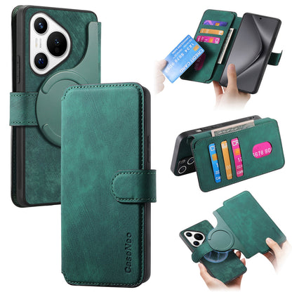Huawei Pura 70 Retro Leather Phone Case with Enhanced MagSafe Wireless Charging, RFID Anti-theft Protection, Kickstand & Magnetic Lock Wallet Cover