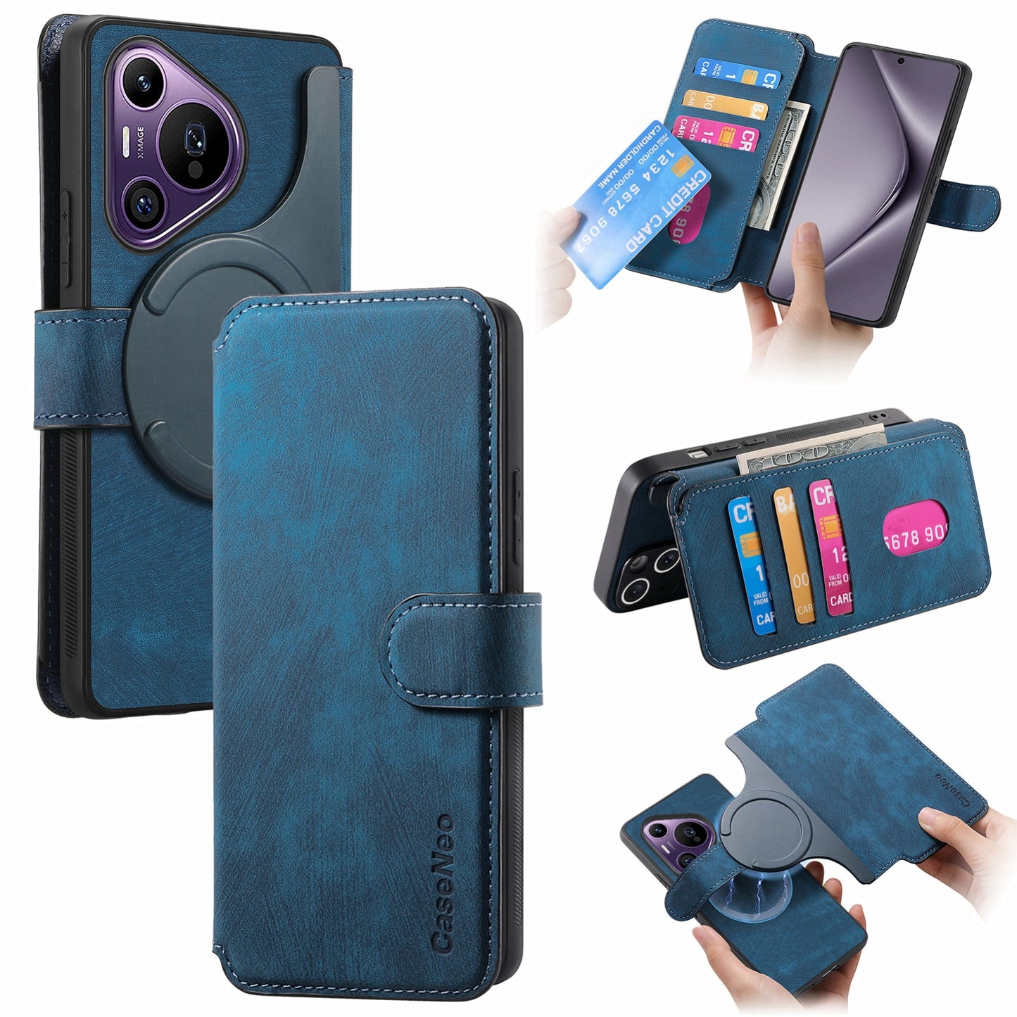Huawei Pura 70 Pro Retro Leather Phone Case with Enhanced MagSafe Wireless Charging, RFID Anti-theft Protection, Kickstand & Magnetic Lock Wallet Cover