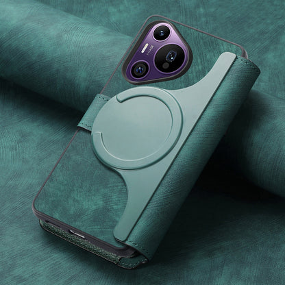 Huawei Pura 70 Pro Retro Leather Phone Case with Enhanced MagSafe Wireless Charging, RFID Anti-theft Protection, Kickstand & Magnetic Lock Wallet Cover