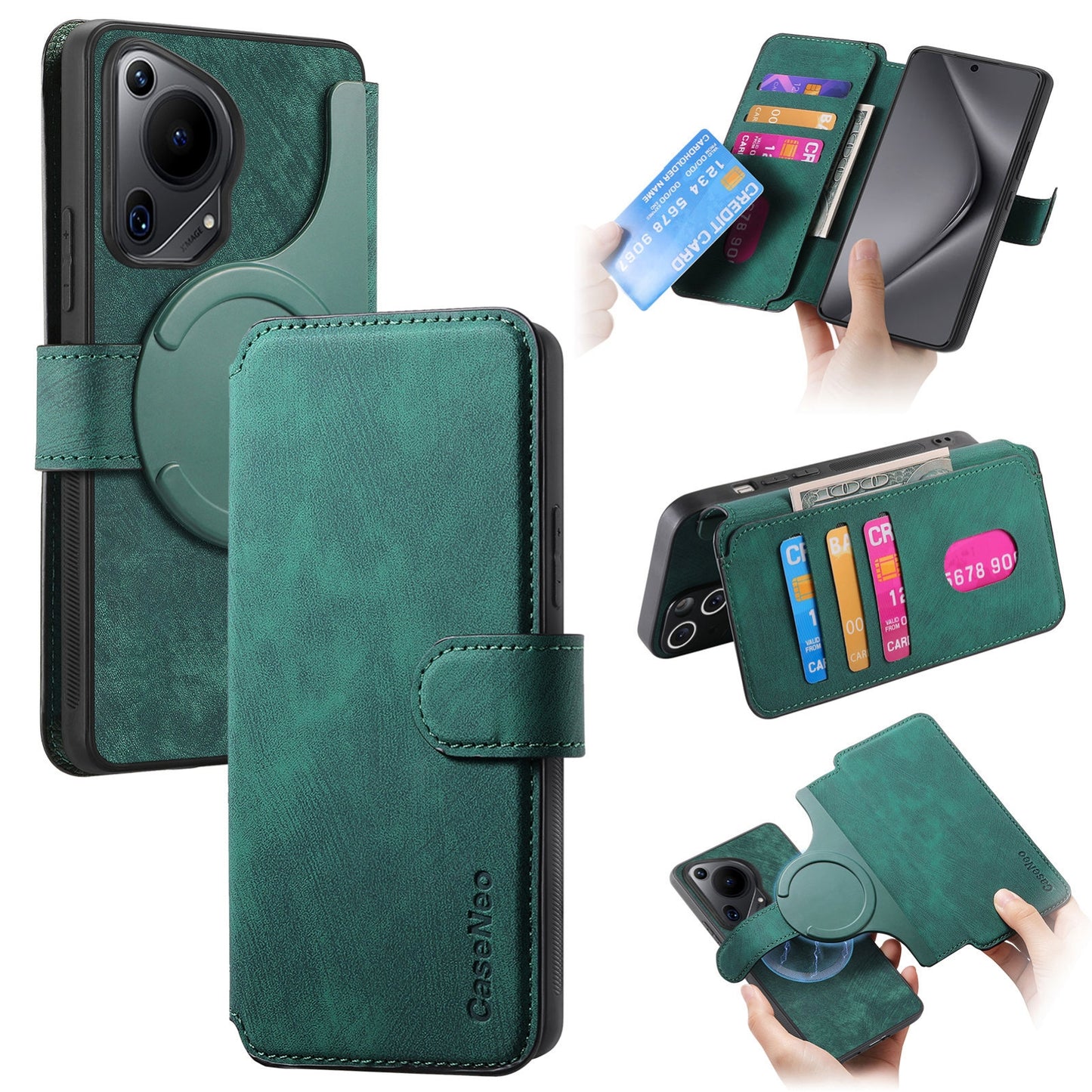 Huawei Pura 70 Ultra Retro Leather Phone Case with Enhanced MagSafe Wireless Charging, RFID Anti-theft Protection, Kickstand & Magnetic Lock Wallet Cover