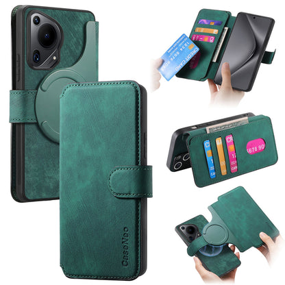 Huawei Pura 70 Ultra Retro Leather Phone Case with Enhanced MagSafe Wireless Charging, RFID Anti-theft Protection, Kickstand & Magnetic Lock Wallet Cover