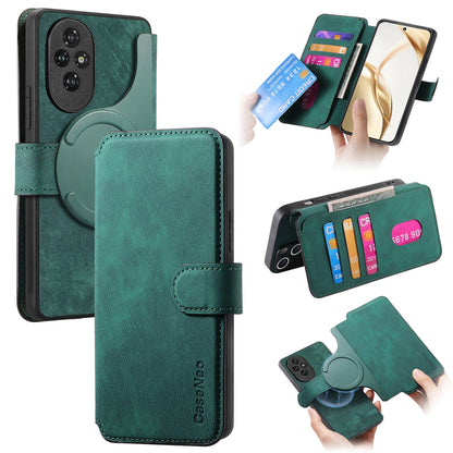 Honor 200 Retro Leather Phone Case with Enhanced MagSafe Wireless Charging, RFID Anti-theft Protection, Kickstand & Magnetic Lock Wallet Cover